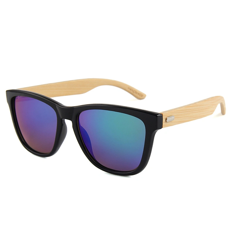 Fashion Retro New Styles Coating Lens with Bamboo Temples Sunglasses